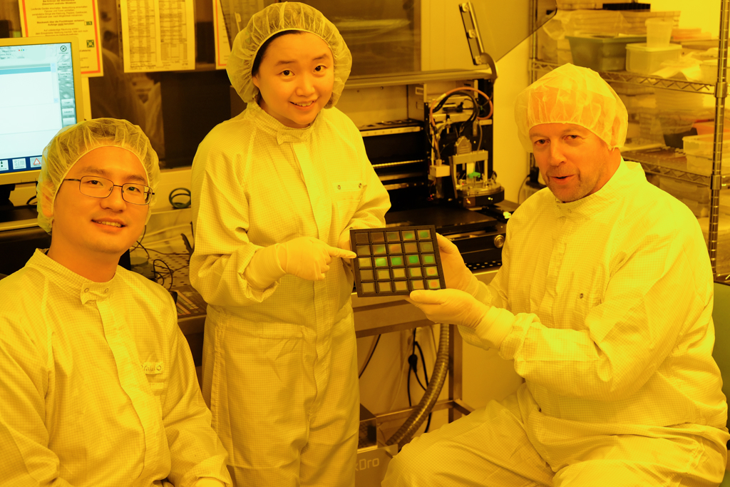 Karlsruhe Institute of Technology researchers showcasing color filters made from inkjet printing