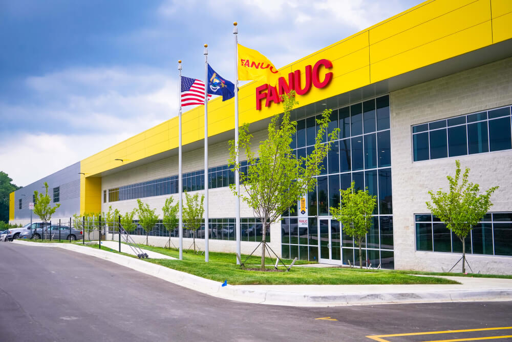The entrance of Fanuc’s new 650,000-square foot facility in Auburn Hills, Michigan
