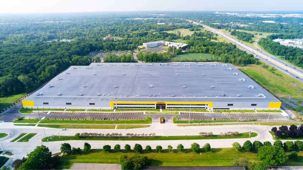Auburn Hills, Michigan Fanuc West Campus facility aerial view