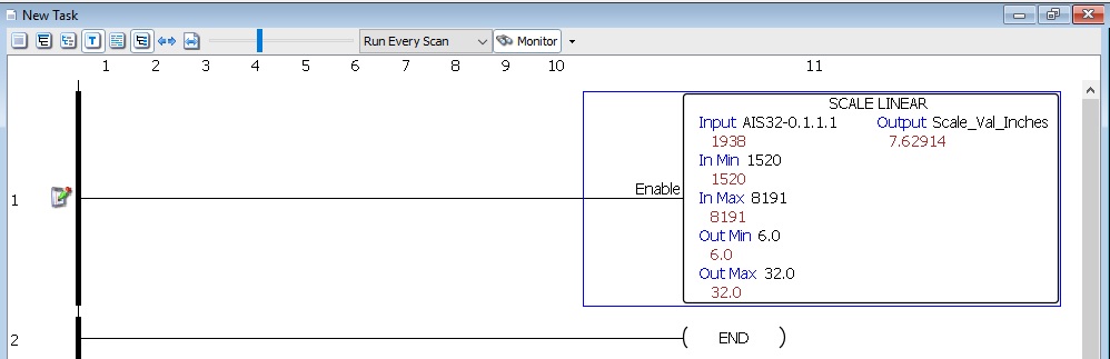 Ladder rung with Scale command in Productivity Suite