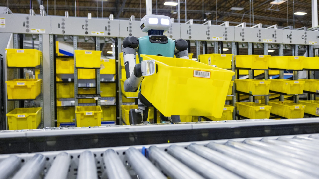 Agility Robotics Digit, a bipedal is a mobile manipulator solution in Amazon's operations