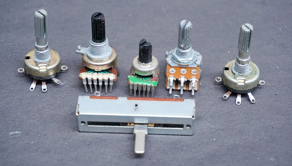 Different styles of potentiometers