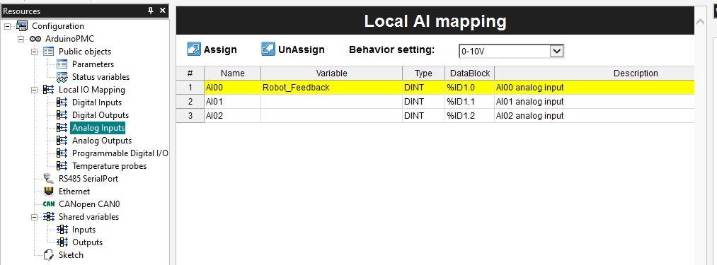 Analog Input tags
