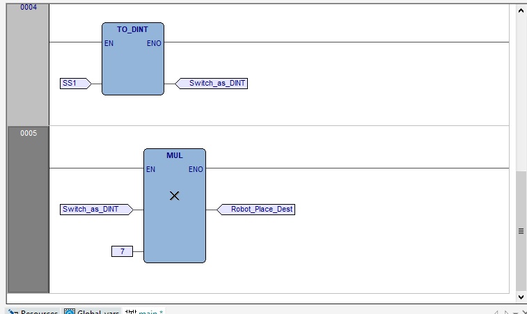 Logic to use selector switch (SS1) to drive analog output with either 0 or 7.