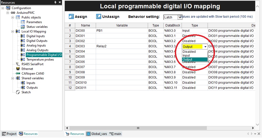 Programmable IO mapping menu.