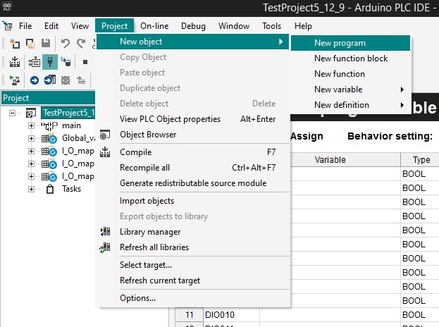  Creating a new Ladder Diagram (LD) program.