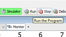 place the simulator in run mode