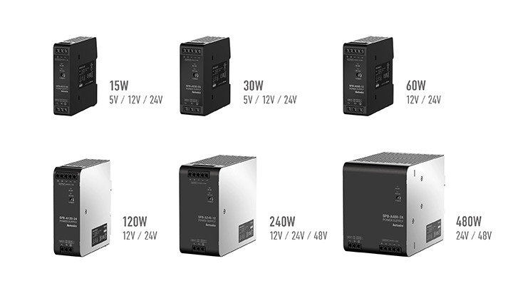 SPB-A series will have a wide variety of power capacities ranging from 15W to 480W and output voltages ranging from 5V to 24V