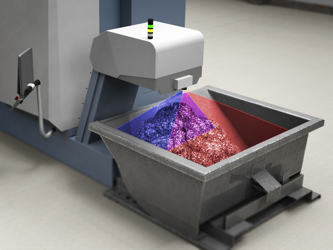 The K50Z sensor can monitor fill levels across large areas to prevent overfill in singular regions in a bin
