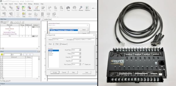 Serial COM port with baud rate selection