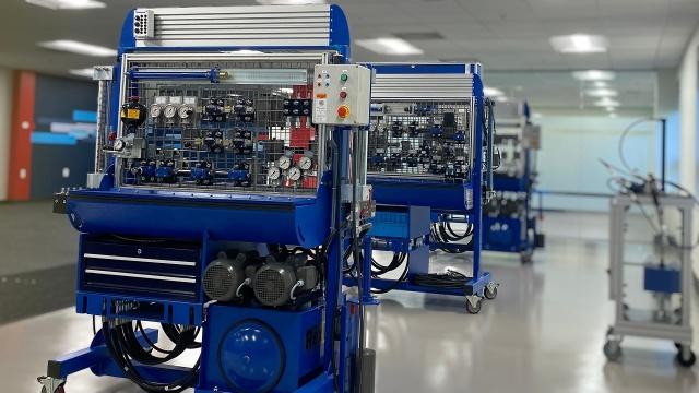 Bosch Rexroth's new advanced hydraulic training systems in a 4,000-square-foot facility in Bethlehem, Pennsylvania. I