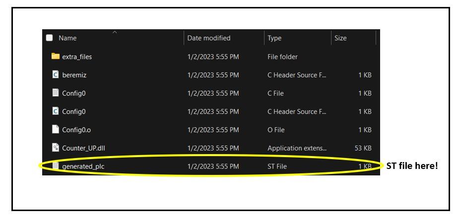 The ST text file location
