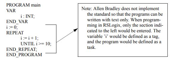 Variance in structured text for RSLogix PLCs.