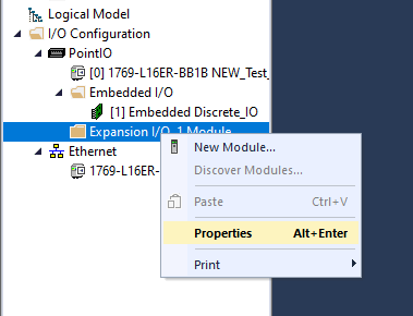 examine the properties of the I/O Expansion Modules