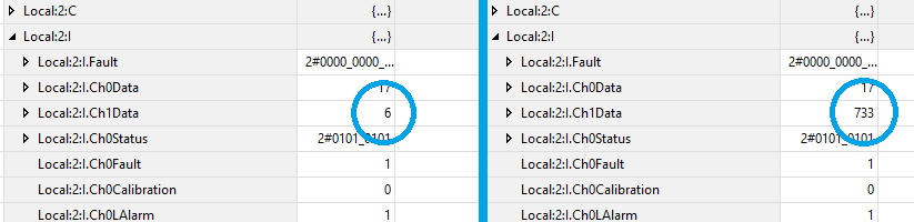  the value in the controller tags now spans from nearly 0 to 800