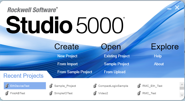 Studio 5000 main menu