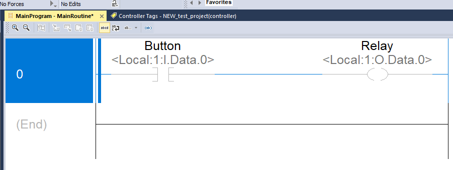use ‘Button’ and ‘Relay’ as the instruction names