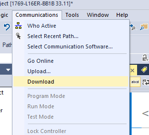 download option from the ‘Communications’ menu