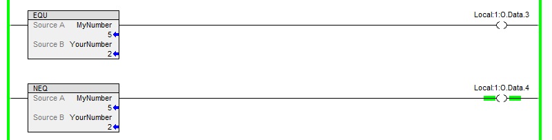 EQU and NEW comparison commands