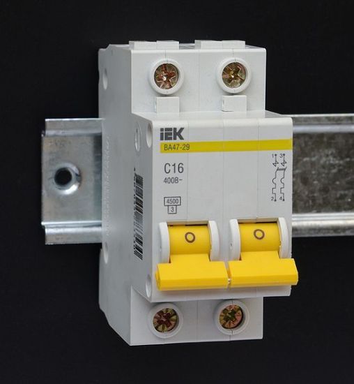 stand-alone circuit breakers mounted on a DIN rail