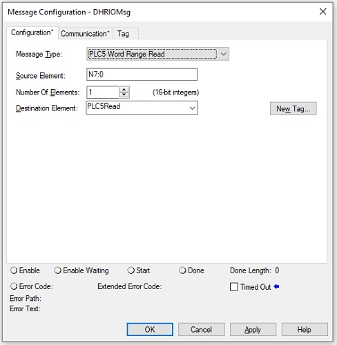 DHRIO message configuration