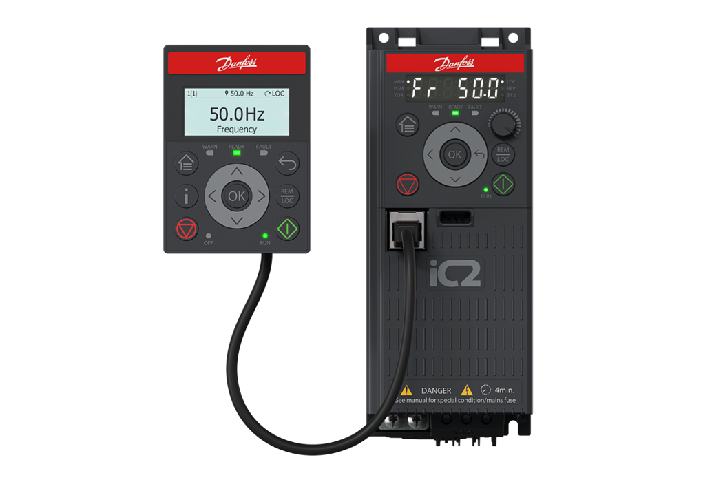 The iC2 series can be paired with an optional 2 inch display remote control panel