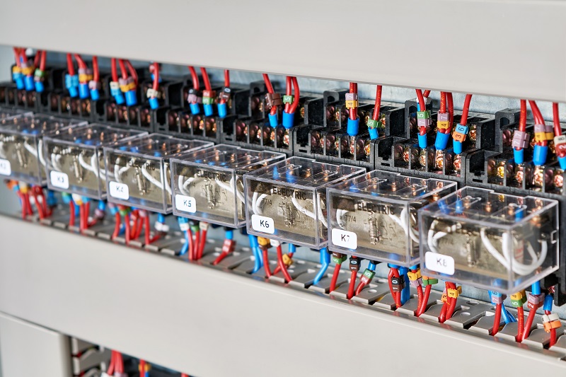 Relays in control cabinet