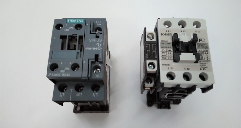 An example of two different motor contactors which provide DOL starting methods.