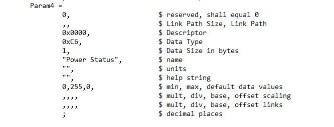 Extract of EDS file text.
