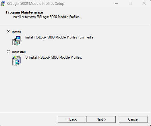 AOP add on profile installation dialog from RSLogix 5000