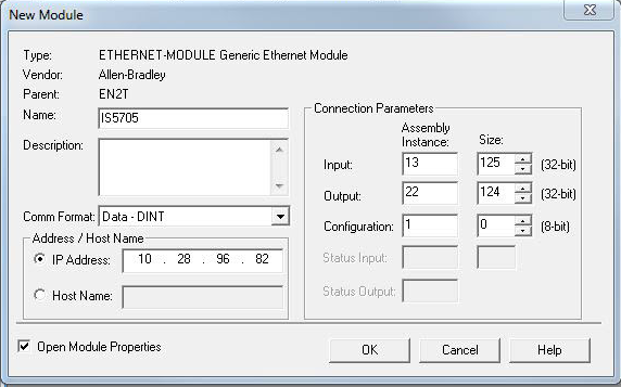 creation of a generic Ethernet module in RSLogix 5000