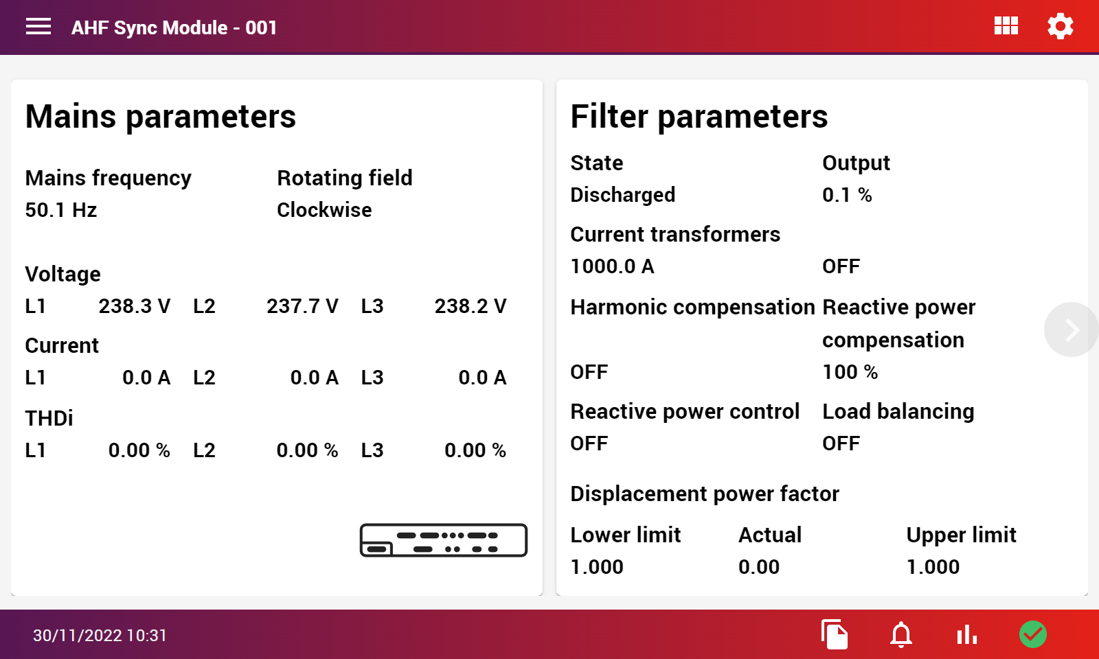 Screengrab of Ecosine Active Sync HMI