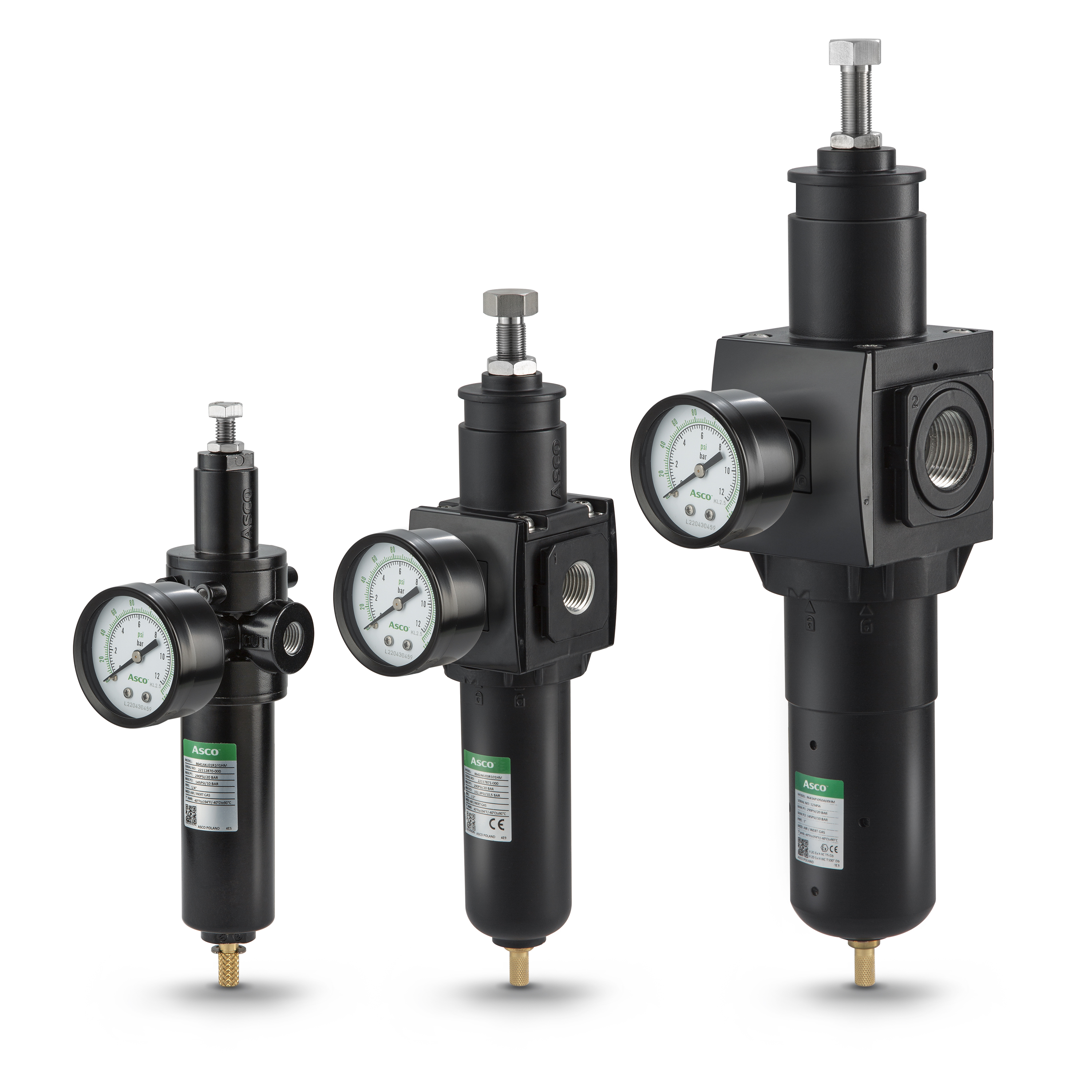 Emerson ASCO 641 Series, 642 Series, and 643 Series aluminum filter regulators