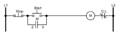 typical 3-wire latching control for motor start/stop logic