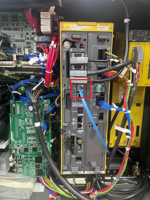 Ethernet plug location in a FANUC controller