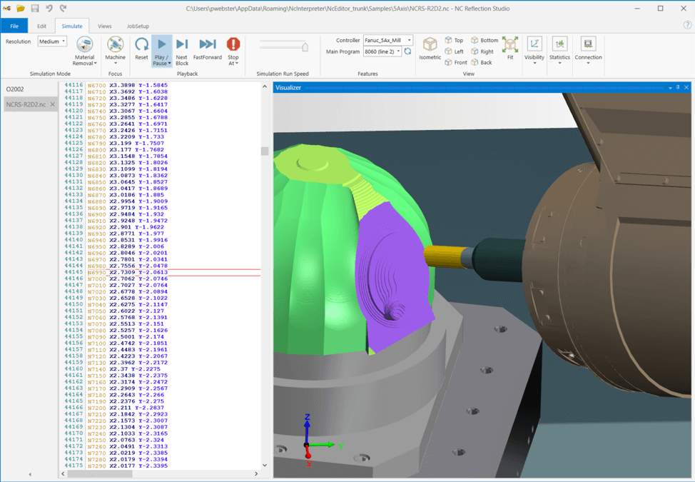 G-code simulation for machining