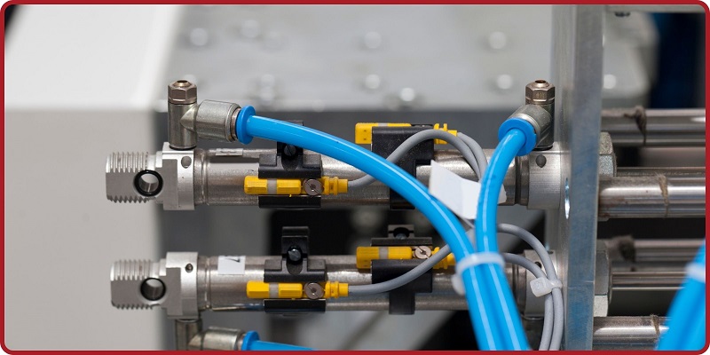 Pneumatic cylinders fitted with external position sensors. Hydraulic cylinders can also be fitted with similar sensors.