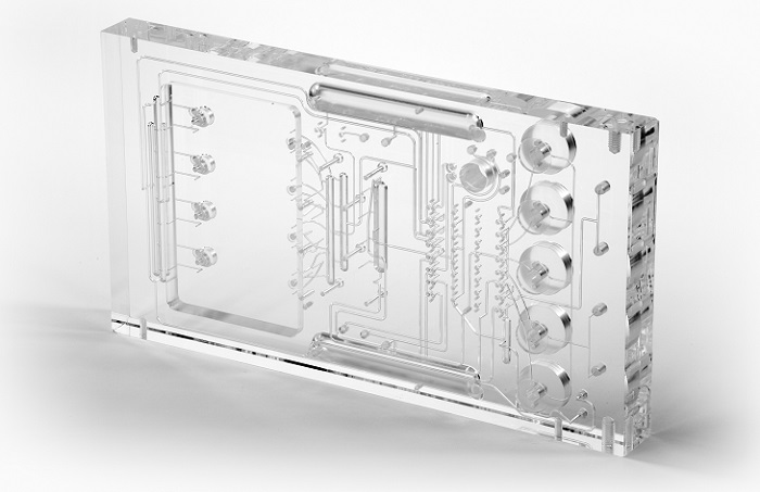 Clear acrylic diffusion bonded manifold