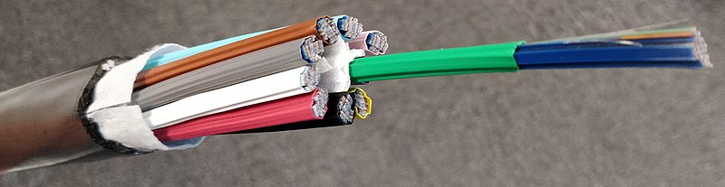 Cutaway view of a fiber optic cable