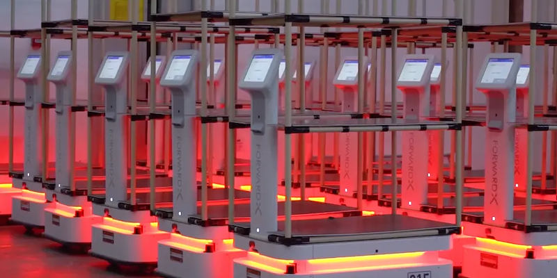 ForwardX's Flex family of AMRs are ideal for handling production line materials, moving racking, and case and piece picking