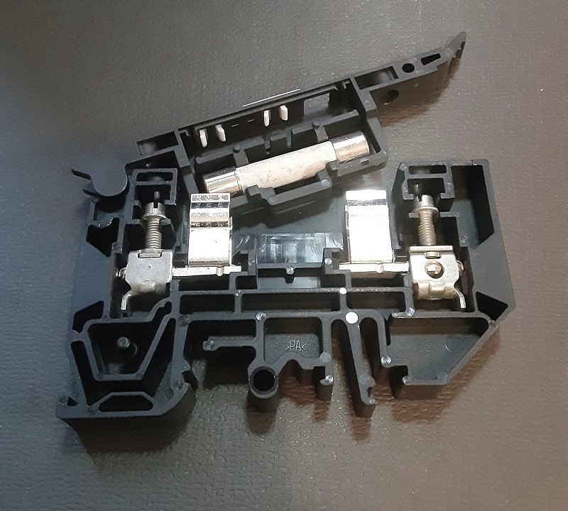 Industrial fuse inside a DIN rail holder