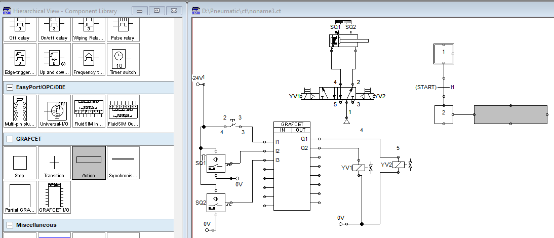 Adding an action to a GRAFCET step