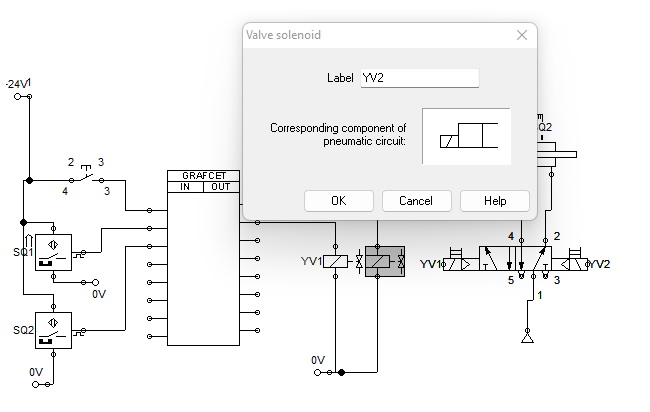 Attaching pneumatic labels to the GRAFCET