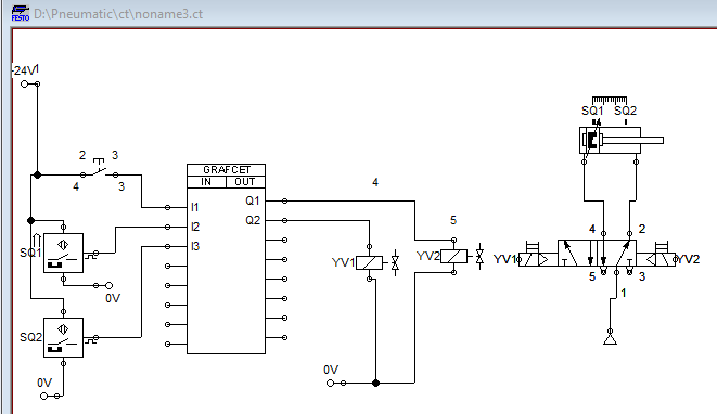 Completed pneumatic and GRAFCET circuit