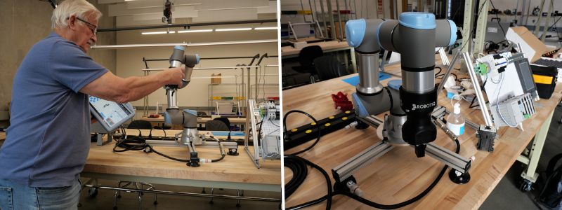 Portland Community College Mechatronics Lab with UR3 Cobot from ATC