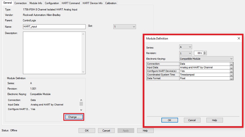 Module Definition dialog