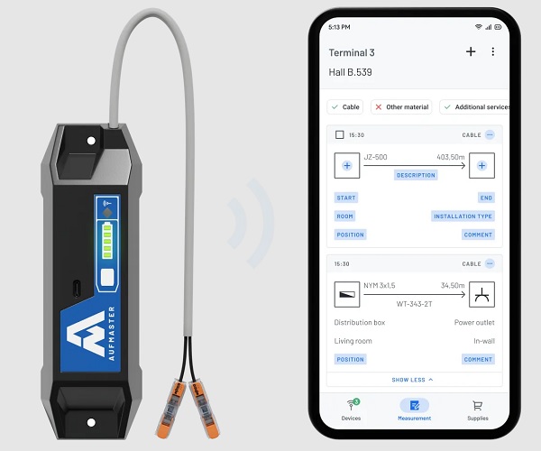 Device and app for Aufmaster wiring tool