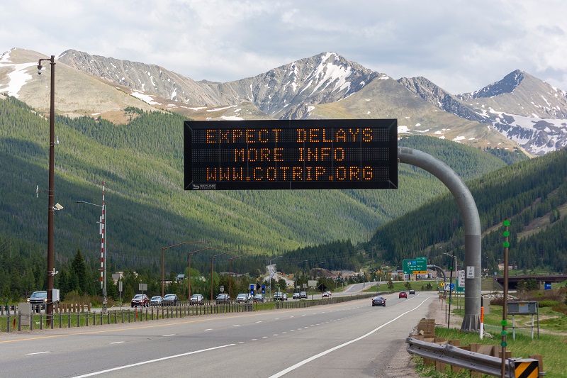 DOT road sign with a text display
