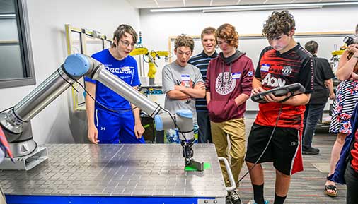HVCC students programming robots