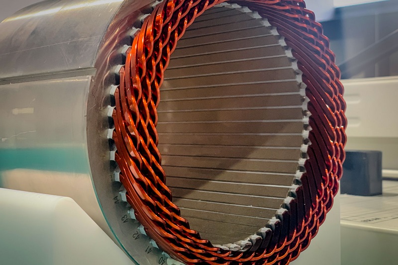Copper hairpins inside an induction motor